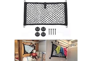 JUTTAUTO Car Storage Net, Car Cargo Rear Trunk Seat Net Elastic Mesh Bag Storage Organizer Pocket for Motorhomes, Caravans, Boats, Yacht, 45X25cm (Large)