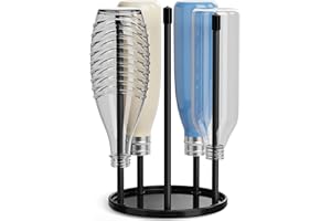 JOSMIMIC Flaschenhalter für SodaStream - Premium Abtropfhalter aus Keramik Abtropfständer mit Abtropfwanne für 5 SodaStream Crystal | Emil Flaschen Schwarz