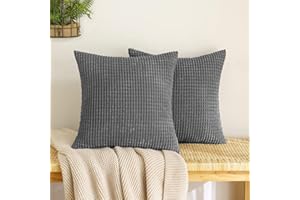 EMEMA Kordsamt Kissenbezug Granulat Dekorative Sofakissen Dekokissen Kissenbezüge Couchkissen Kissenhülle Weich Kissen Bezug Zierkissen für Sofa Couch Wohnzimmer 2er Set 40x40 cm Dunkelgrau