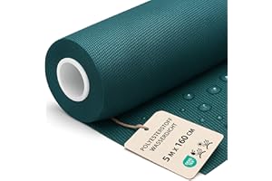 AMAZINGGIRL Tessuto impermeabile al metro 5M x 160 cm - Stoffa resistente all'acqua per esterni ideale per tende cuscini coperture mobili da giardino e progetti di cucito Verde certificazione Oeko-Tex