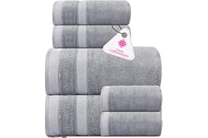 Casa Copenhagen Solitaire Juego de Toallas diseñado en Dinamarca 600 g/m² Hotel & SPA,Cocina y baño algodón Egipcio Juego de 6 Piezas de 2 Toallas de baño, 2 Manos, 2 Toallas - Gris Violeta