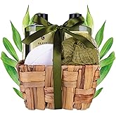 Accentra - OLIVE Seaweed Glass Gift Set for Women, Shower Set Gift with Shower Gel, Foam Bath, Bath Bomb and Net Sponge, 4 Pi