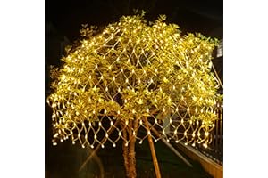 ‎IKODM Ikodm LED Lichternetz 2x2m 204LEDs Lichterkette Lichterkettennetz 8Modi Lichtervorhang mit Stecker für Innen und Außen Dekoration, Warmweiß