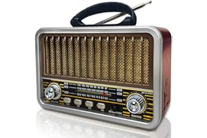 BliMySwe Radio Portátil Pequeña, AM/SW/FM, Bluetooth 5.0, Recargable, Soporte TWS/USB/Tarjeta TF, Retro para Cocina, Escritorio, Exterior (Blanco)