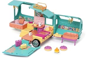 KOOKYLOOS Mia's Kooky Caravan - Caravana con accesorios, muñeca y mascota, incluye 1 coche, utensilios de cocina, maletas