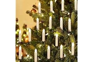 Kssiaz 20PCS Bougies LED sans Flamme, LED Bougies de Sapin de Noël avec Pince avec Minuterie à Distance et 4 Modes, Chandelle Lumière Décoration Interieure pour Arbre de Noël Fête Mariage, Blanc