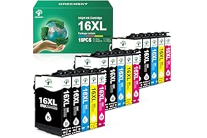 GREENSKY 16 XL Compatible Cartucce Epson 16XL, Confezione da 15 per Epson Workforce WF-2510 WF-2630 WF-2750 WF-2760 WF-2010 WF-2530 WF-2660 WF-2520 WF-2650 WF-2540 (6 Nero,3 Ciano,3 Magenta,3 Giallo)