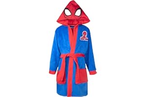 Robe officielle Marvel Spiderman pour enfants | 3-11 ans | Robe de superhéros à capuche extra douce pour enfants | Robe de chambre à manches longues avec caractéristiques 3D | Marchandise officielle -