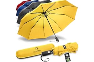 VAN BEEKEN Regenschirm Sturmfest für Regen, Automatik Groß Taschenschirm Windsicher Schirm, Faltbar Kompakte Reise Umbrella für Herren, Damen und Kinder Gelb