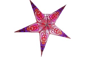 YEPSIO Paper Star Lantern Lampshade Large 60cm Star Hanging Decorations for Christmas Wedding Home Decoration Birthday Party (Glitter Red, Blue, Multicolor)