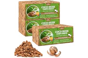 Riare 6 Pack Coco Husk Chips for Plants Organic Coco Chips Substrate High Expansion Coconut Substrate Coco Coir Mulch for Garden Flowers, Herbs, Planting