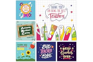 Giftinghouse 6 Thank You Teacher Cards Multipack with Envelopes - Greeting cards for Women Men Ecofriendly cards Printed and Packed in UK