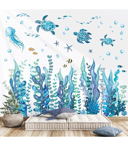 Adesivo da parete con animali dell'oceano per bambini e asili