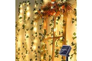 BrizLabs 100 LED solarny łańcuch świetlny z bluszczu, na zewnątrz, ciepła biel