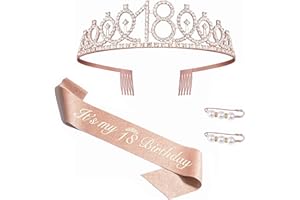 FAMIDIQGO 18. Geburtstag Mädchen Deko Schärpe und Tiara, 18. Geburtstag Deko Geschenke, 18 Geburtstag Mädchen Geschenke für Frauen zum Geburtstag Alles Gute zum 18. Geburtstag