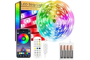 ‎FUPT FUPT LED Streifen Batterie,5 Meter 150 LED Klebe Streifen,Batteriebetrieben,Bluetooth Musik Sync Timer-Einstellung Dimmbar Farbwechsel Led Lichterkette Lichtband Leiste Band für Zimmer Partei deko