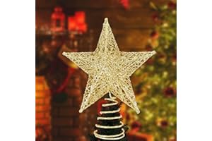 AUMAYCO Gold Christbaumspitze Stern, 20 x 24cm Glitzer Metall Weihnachtsbaumspitze Dekoration, Baumspitze Weihnachten Weihnachtsbaum Stern Spitze für Weihnachten, Zuhause, Party, Festtagsdekoration