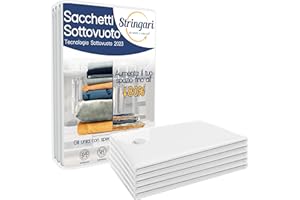 Stringari 5 Sacchi XL 100x80 - Sacchetti Sottovuoto Vestiti - Buste di Qualità Superiore per Piumoni