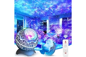 Glovios Starry Sky Night Light con Reproductor de Música Inalámbrico, Huevo de Dinosaurio Galaxy Projector con Niebla,Ruido Blanco, Cronómetro y Control Remoto,Regalo para Niños y Adultos (A)