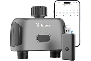 ‎TRJZWA TRJZWA Bewässerungscomputer WLAN mit 2 Ausgänge,Automatische Zeitgesteuerte Bewässerung für Balkon,Garten,Pflanzen,Intelligente Automatische Bewässerungssteuerung mit WiFi-Hub-Fernbedienung