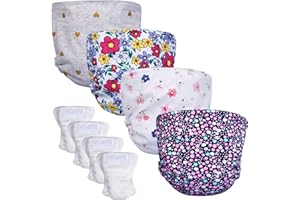 BIG ELEPHANT Housse de couche en tissu pour bébé - 4 pochettes à couches avec 4 inserts à changement de couleur réglables et réutilisables