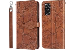 Rostsant Funda para Xiaomi Redmi Note 12 Pro 4G / Redmi Note 11 Pro 5G / Redmi Note 11 Pro 4G Árbol en Relieve Carcasa de Cuero PU Funda Teléfono Billetera - Marrón