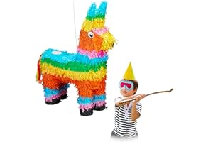 Relaxdays Pinata Lama, zum Aufhängen, für Kinder, Mädchen & Jungs, Geburtstag, zum selbst Befüllen, Esel Piñata, bunt