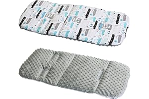 GANGAN Cotton & Bubble Fleece Pram Insert, Liner Covers 5pt Universal Reversible (Cars/Grey)