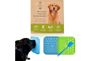 MC-Royal Tappetino da Leccamento Premium per Cani - 100% Senza Bpa - Confezione da 2 Tappetini da Leccamento per Cani con Spatola in Silicone (Verde Blu)