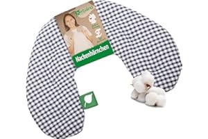 HERBALIND Körnerkissen BIO Nacken Schulter Wärmekissen für Mikrowelle - Handmade in Germany, 100% Baumwolle - hochwertige Natürliche Wärmflasche Kirschkernkissen Nackenhörnchen (blau kariert)