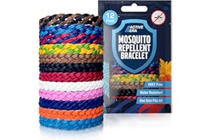 Active Era Mosquito Repellent Bracelet [12 Pack], Insect Midge & Mosquito Bands - Powerful DEET Free Formula - Waterproof with 250 Hours / 10 Days of Protection (Multi Colour - 12 Pack)