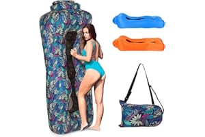 Neloheac Canapé Gonflable Portable, Chaise Longue Gonflable, Air Sofa Pouf Gonflable Exterieur Jardin Camping Randonnée Voyage, Bleu Tropical