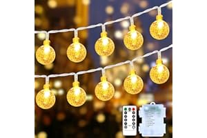GCMacau Cadena de luz interior, luces de cadena de globo alimentadas por LED de batería,Impermeables 11 m 100 LED con control remoto 8 modos para bodas balcón Navidad decoraciones