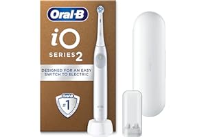 Oral-B iO2 Electric Toothbrush, 1 Gentle Care Toothbrush Head, 1 Travel Case, 1 Travel Refill Holder, Toothbrush for Adults (Simple White), Designed by Braun