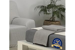 BLUZIMAN Manta Multiusos Algodon Suave Hecho 100% en España, Manta Sofa Cuatro Estaciones, Colcha Plaid Cama, Cubrecama, Cubresofa Bouti, Sobrecama (Beige-Camel, 230x260cm)