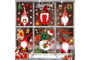 IGINOA Fensterbilder Weihnachten Kinder Selbstklebend Weihnachtsdeko Fenster 316 PCS Weihnachtsaufkleber Wichtel 8 Blatt Weihnachtsfensterbilder Winter Fenstersticker Deko Christmas Window Stickers