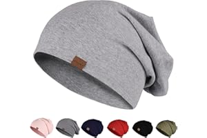 YANIKY Bonnet souple en coton pour homme et femme - Bonnet fin et léger - Bonnet chimio doux - Coupe-vent - Jersey long beanie pour toutes les saisons