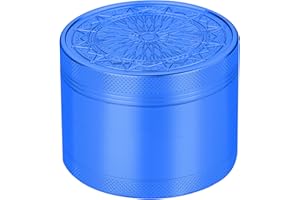 Spespo Herb Grinder, Tritatutto Premium in Alluminio da 2,5 pollici (63mm) con Fiore in Rilievo, 4 Pezzi, Tritatutto Grande con Raschietto per Polline (Blu)