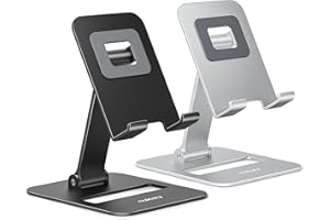 NULAXY 2 Stück Dual Faltbarer Handyständer, Verstellbarer Handyhalter für den Schreibtisch, kompatibel mit iPhone 16 15 14 13 12 11, Allen 4-8 Zoll Handys Geräten, Schwarz & Silber