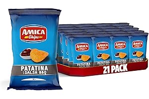 AMICA Chips | La Patatina Gusto Salsa BBQ, Snack Senza Glutine, Con Olio di Semi di Girasole, Aroma Naturale, 21 Pezzi x 50 gr