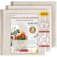 Colperun Muslin Cloths for Cooking, 50x50cm, Grade 100 Reusable Hemmed Cheese Cloths for Straining, 100% Unbleached Pure Cott