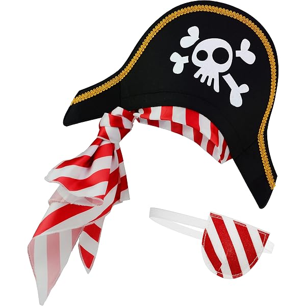 Bandana Déguisement Pirate Noir avec Têtes de Mort en Coton - Pas Cher