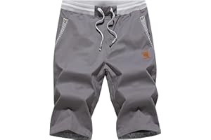 Tansozer Short Homme en Coton Casual Pantalon Slim Fit Taille éLastiquéE Short