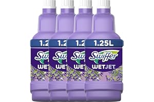 Swiffer WetJet Solution Nettoyante Multi-Surfaces Parfum Lavande, Pack Économique 4x1,25L, Élimine les Saletés Sans Traces ni Résidus, Séchage Rapide, Pour Tous Sols Finis