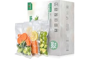 KitchenBoss vakuumpåse mat 300 påse: 20 x 30 cm vakuumpåse för sous vide och vakuumförpackare, sous vide fryspåse stark och slitstark, kommersiell foliepåse 175 µm