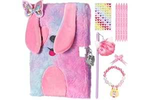 TPIVG Diario Segreto Bambina con Lucchetto,Carino Ragazze Peluche Diario Segreto Bambino,Regalo Bambina 5 6 7 8 9 10 anni,Regalo Di Natale Di Compleanno