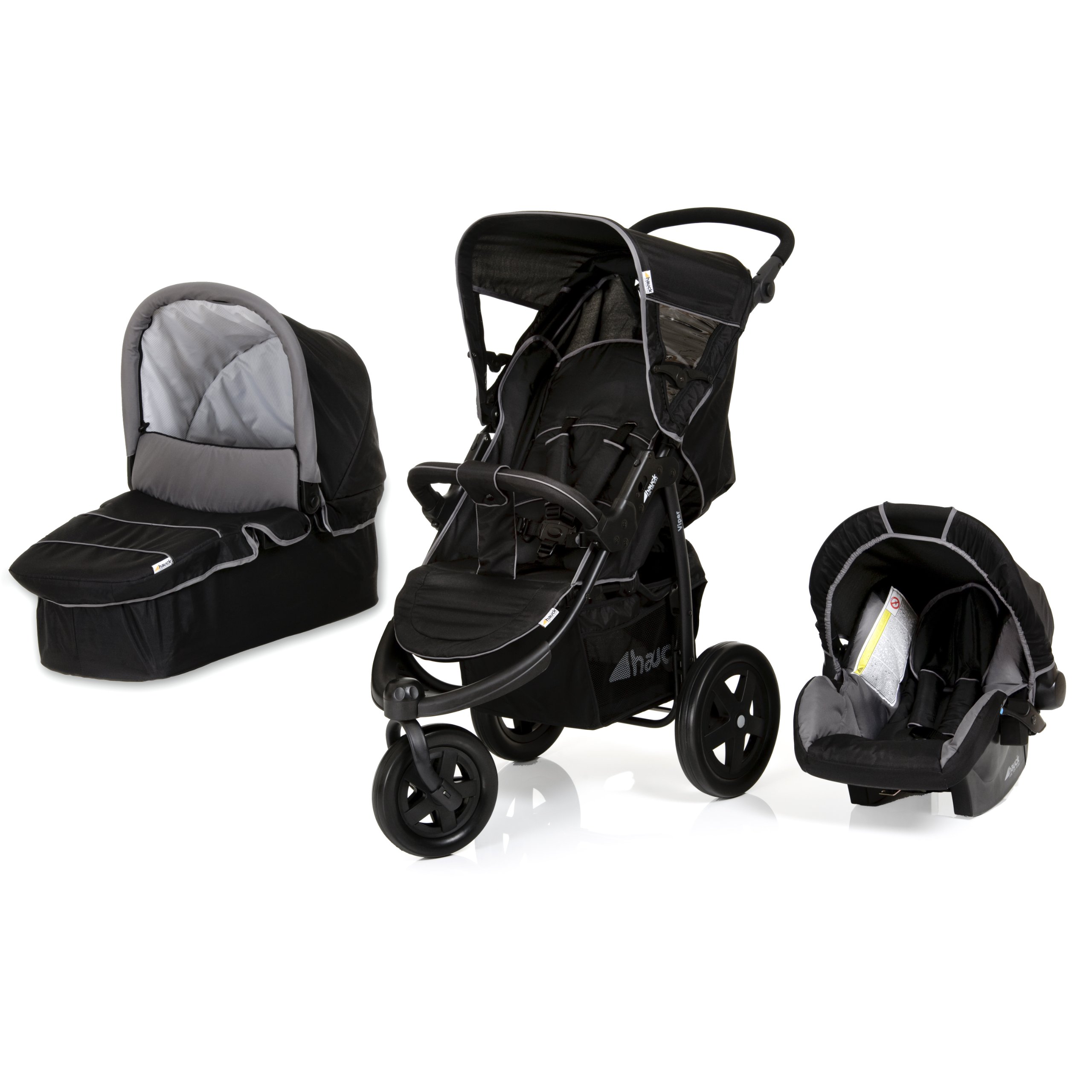 hauck Viper 3 Wheel Jogger Style Trio Set Travel System (Caviar/ Grey
