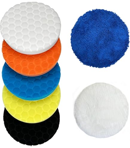 Polijstpads, 6 stuks, 125 mm, polijstopzetstuk, compatibel met Bosch excentrische schuurmachine, polijstschijf, 125 mm, polijstpad, polijstpad, accuschroevendraaier voor excentrische schuurmachine met