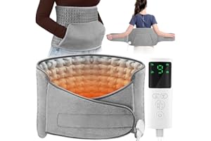 BBLTIFF Termoforo Elettrico Lombare, 130x30cm Fascia Lombare Riscaldante con Tasca, Cuscino Termico Elettrico con 9 Livelli di Temperatura, 4 Timer, Lavabile, per Schiena, Pancia, Gambe