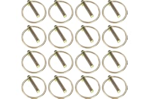 MAUUUBA 16 Pcs M6 Heavy Duty Lynch Pins, Linch Pins, Fastener Safety Pins with Ring Lock Pins Assortment Kit, Carbon Steel Trailer Lock Pin Lynch Pin Set for Farm Tractors Trailers Trucks Mowers Trolley
